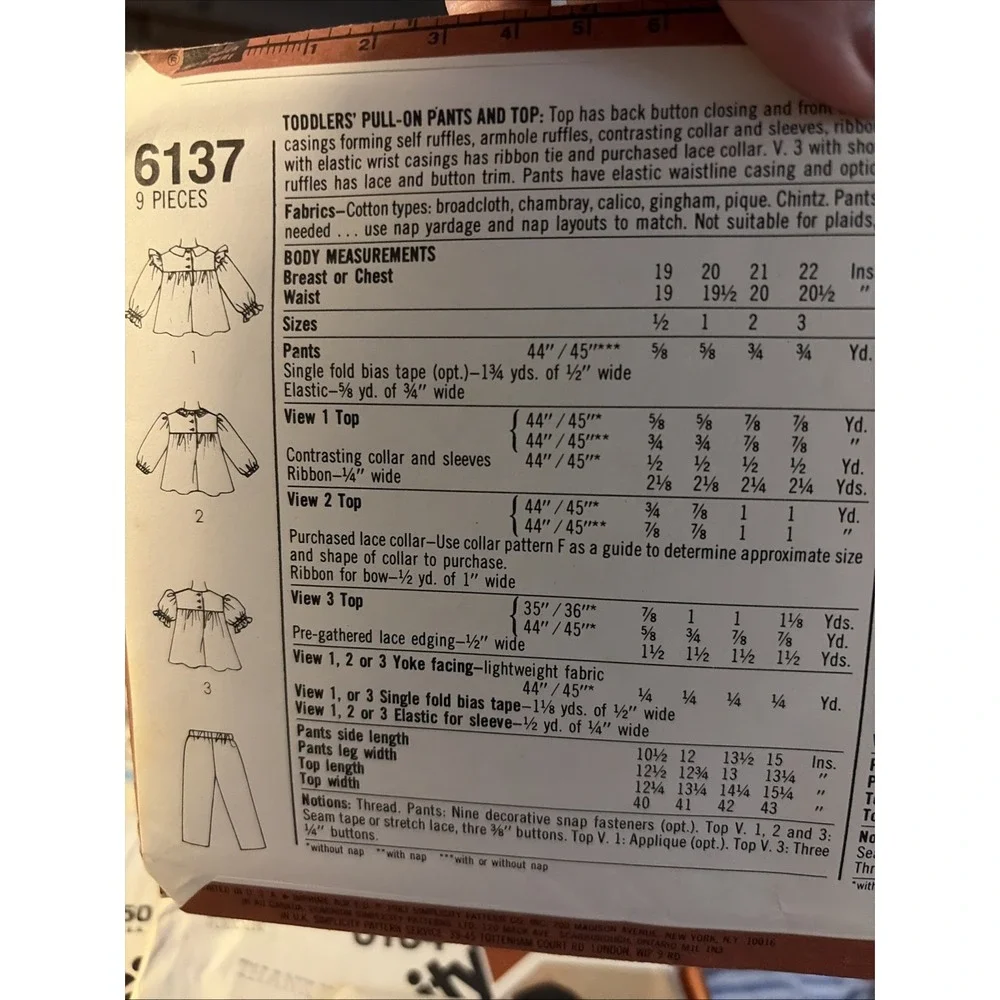 Vintage 1983 Simplicity Toddler Sewing Pattern 6137 Size 2 Uncut Pants Top
